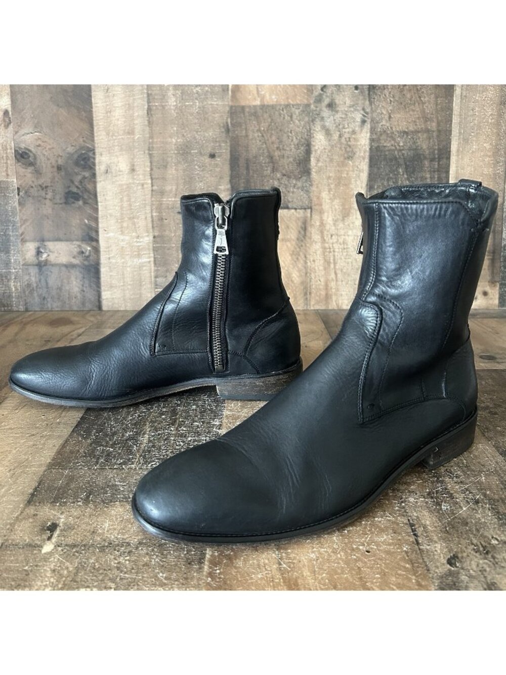 John Varvatos Italy Black Side Zip Ankle Boots Mens 10